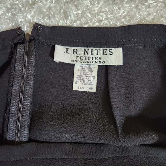 Vintage JR Nites Sheer Wide Leg Black High Waist Asymmetrical Pantsuit with Slit - Picture 10 of 14